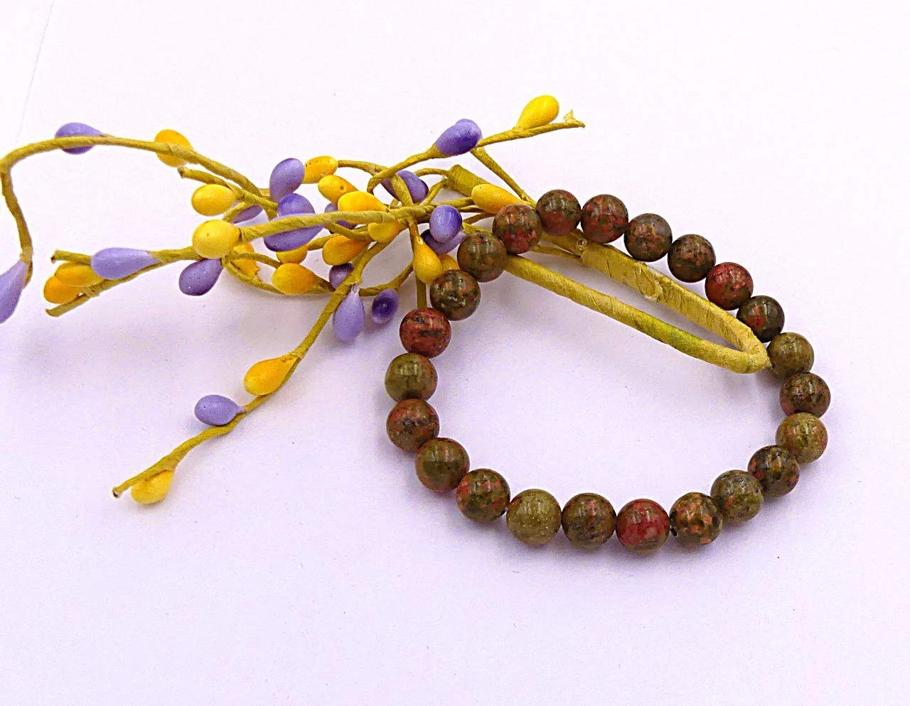 Pulseira elástica de pedra natural: unakite – photo 2